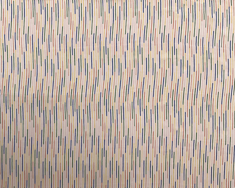 4 YD PC-White-Blue-Green-Coral-Yellow Variegated Stripe Silk Chiffon Designer Remnant Fabric
