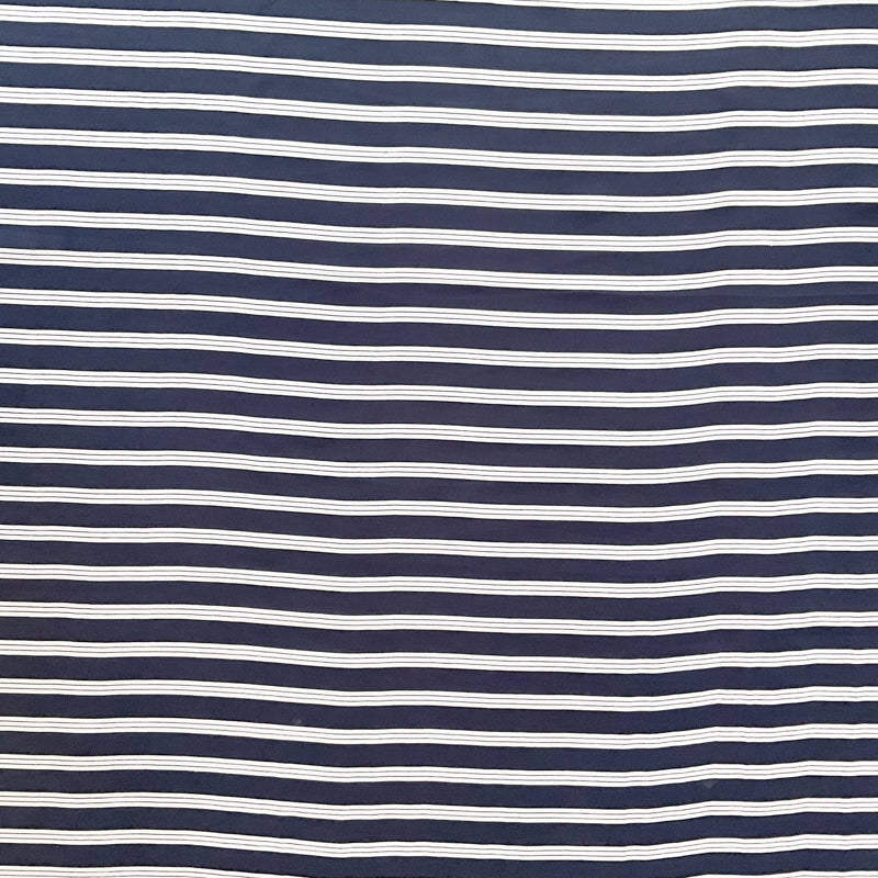 2 3/4 YD PC-Black-White Double Stripe Silk Chiffon Designer Remnant Fabric