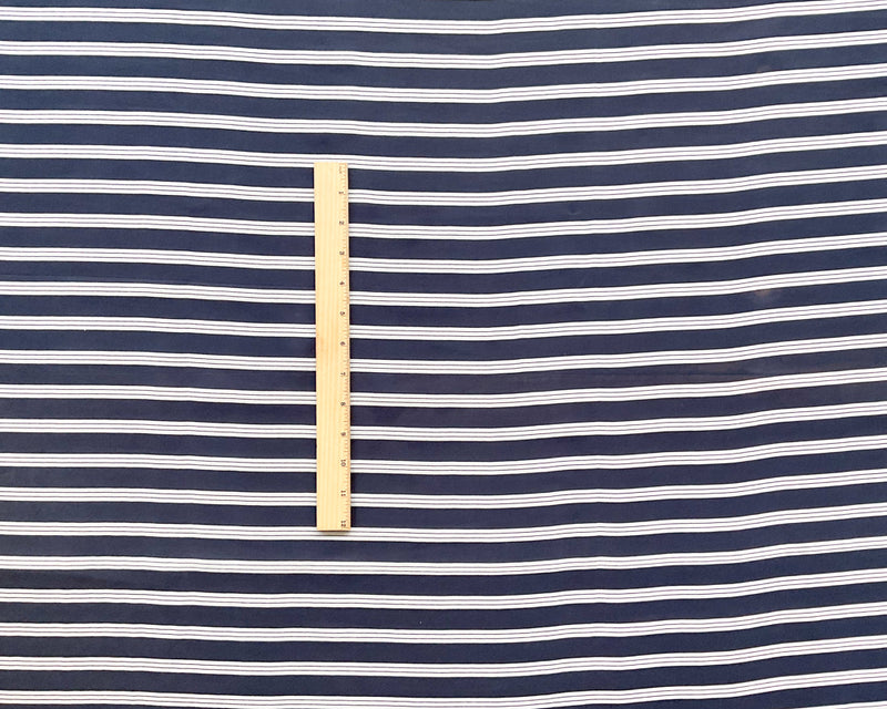 2 3/4 YD PC-Black-White Double Stripe Silk Chiffon Designer Remnant Fabric