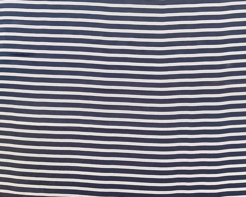 2 3/4 YD PC-Black-White Double Stripe Silk Chiffon Designer Remnant Fabric