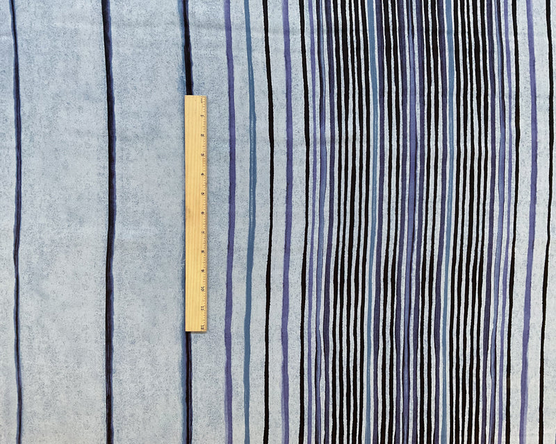 5 YD PC-Blue-Gray Multi Stripe Silk Chiffon Designer Remnant Fabric