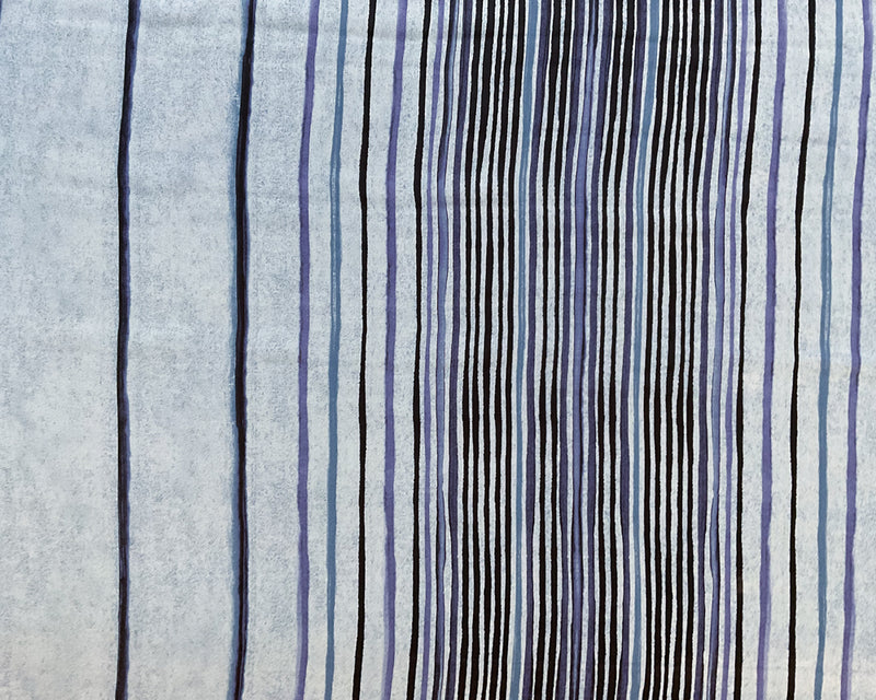 5 YD PC-Blue-Gray Multi Stripe Silk Chiffon Designer Remnant Fabric