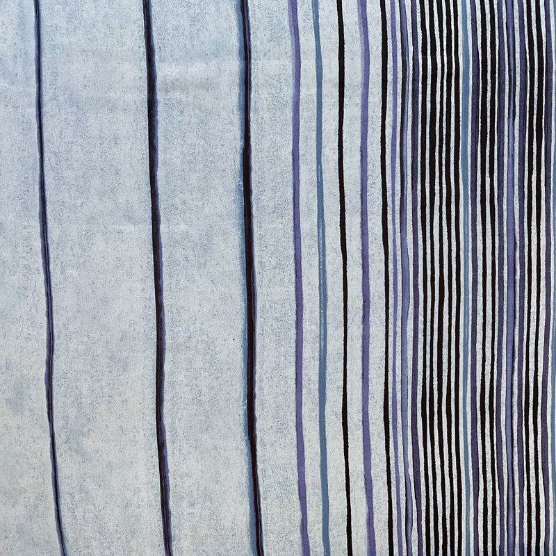 5 YD PC-Blue-Gray Multi Stripe Silk Chiffon Designer Remnant Fabric