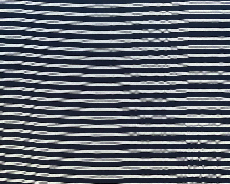 3 YD PC-Black-Ivory Double Stripe Silk Chiffon Designer Remnant Fabric