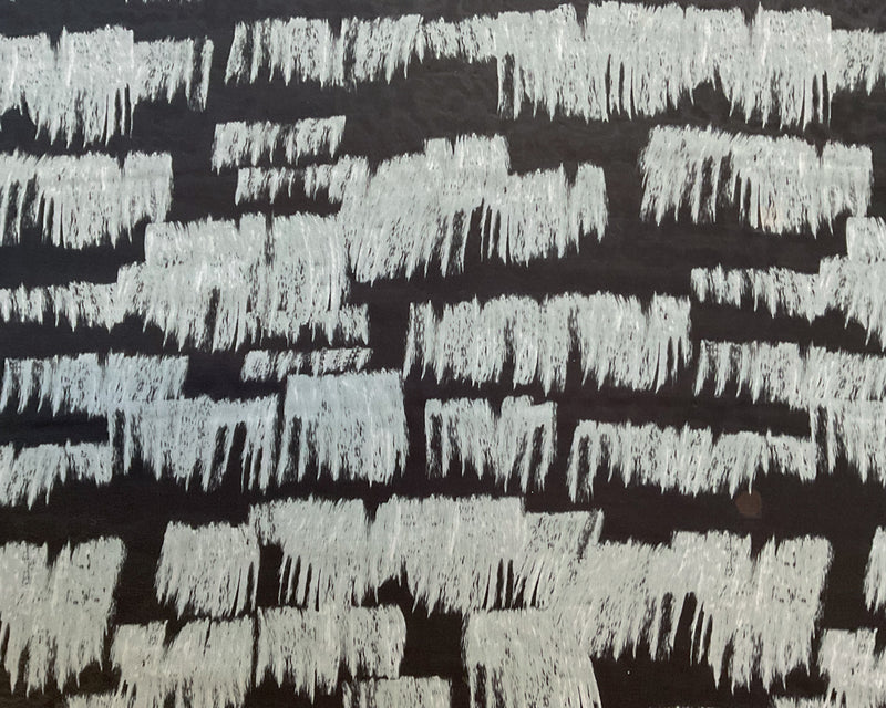 3 1/2 YD PC-Black-White Brushstroke Print Silk Chiffon Designer Remnant Fabric