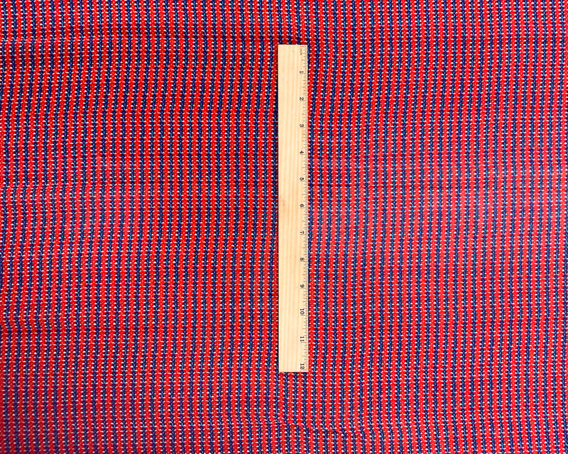 2 YD PC-Red-Blue-White Diamond Stripe Silk Chiffon Designer Remnant Fabric