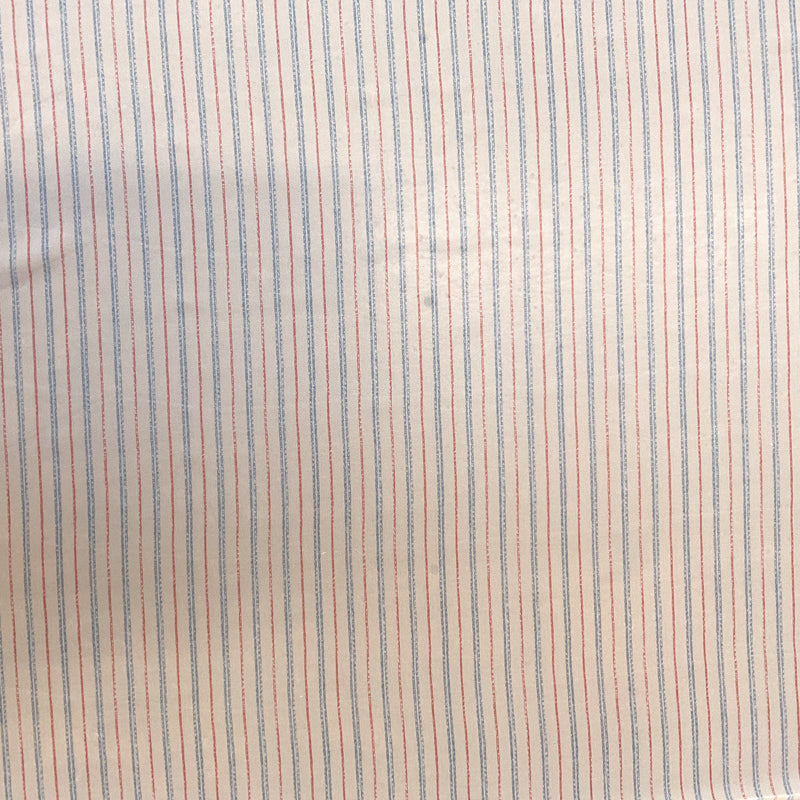 4 3/4 YD PC-Blue-Red Stripe Silk Chiffon Designer Remnant Fabric