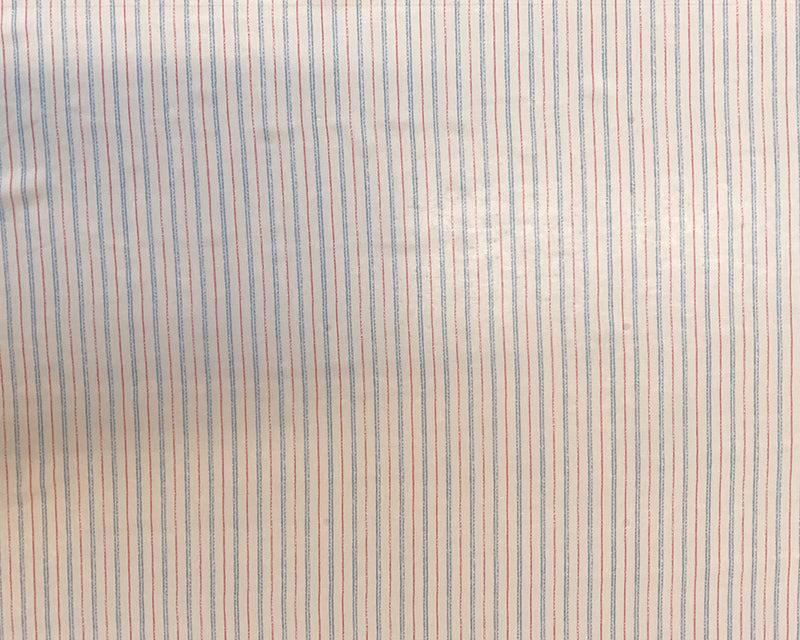 4 3/4 YD PC-Blue-Red Stripe Silk Chiffon Designer Remnant Fabric