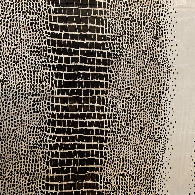 2 3/4 YD PC-Black-Beige Squares and Dots Print Silk Chiffon Designer Remnant Fabric