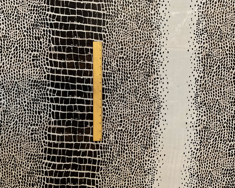 2 3/4 YD PC-Black-Beige Squares and Dots Print Silk Chiffon Designer Remnant Fabric