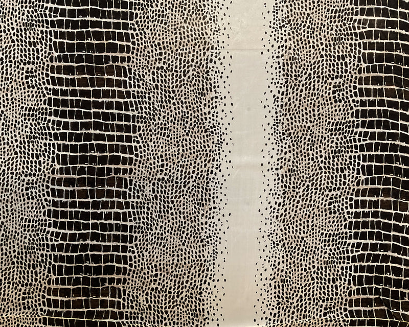 2 3/4 YD PC-Black-Beige Squares and Dots Print Silk Chiffon Designer Remnant Fabric