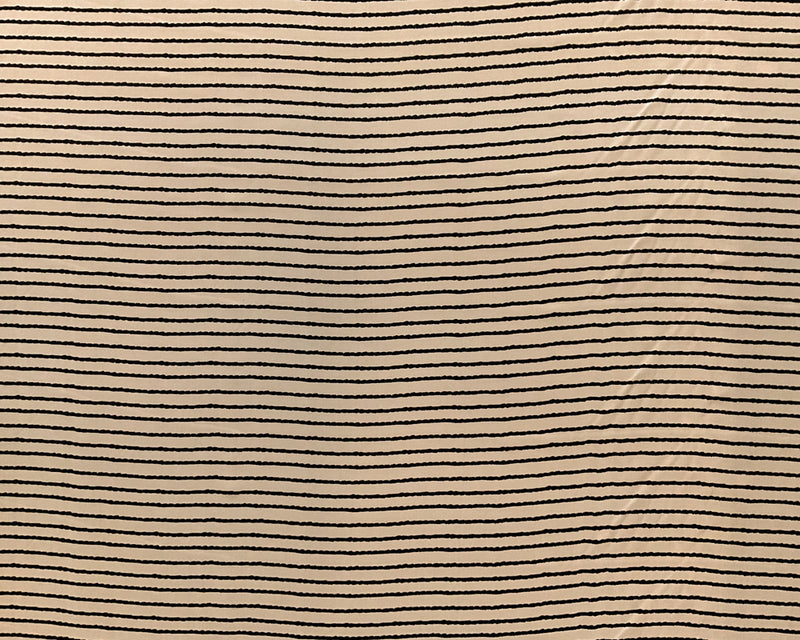 2 1/2 YD PC-Ecru-Black Stripe Silk Chiffon Designer Remnant Fabric