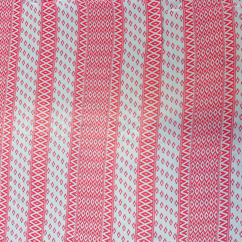 3 1/4 YD PC-Lt. Blue-Hot Pink- Diamond Geo Silk Chiffon Designer Remnant Fabric
