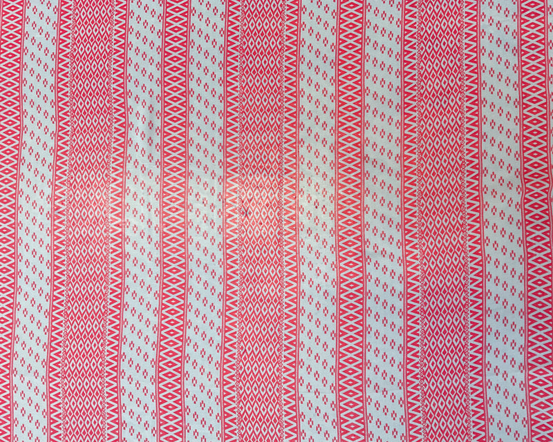 3 1/4 YD PC-Lt. Blue-Hot Pink- Diamond Geo Silk Chiffon Designer Remnant Fabric