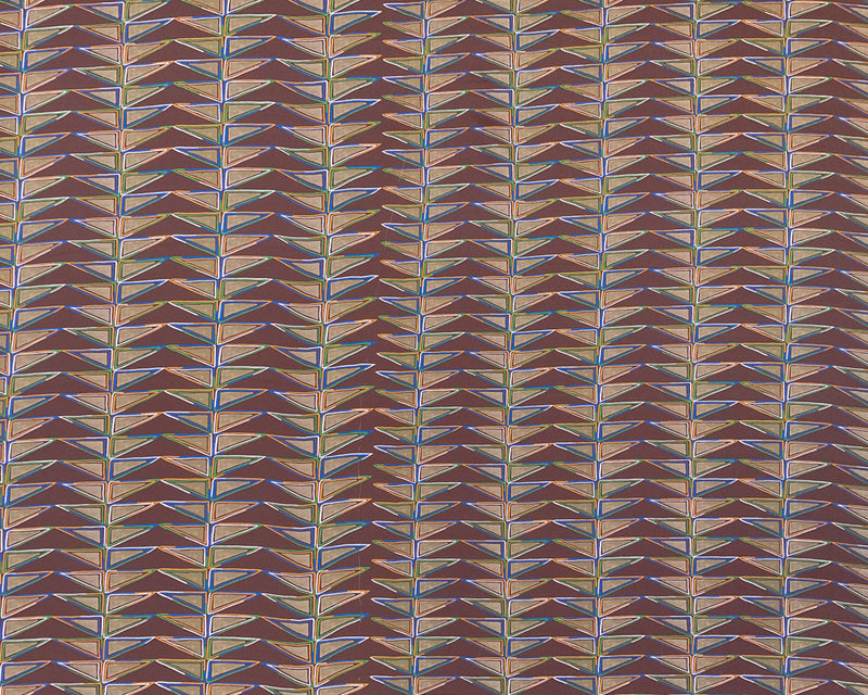 2 3/4 YD PC-Burgandy-Tan-Blue-Orange-Green Abstract Geo Charmeuse Silk Designer Remnant Fabric