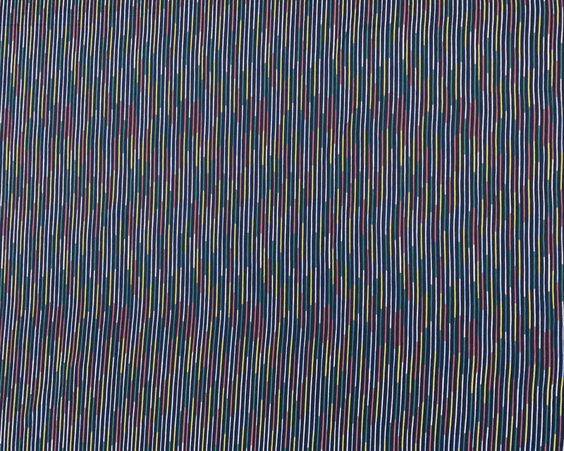 2 3/4 YD PC-Blue-Yellow-Orange-Green Variegated Stripe Silk Chiffon Designer Remnant Fabric