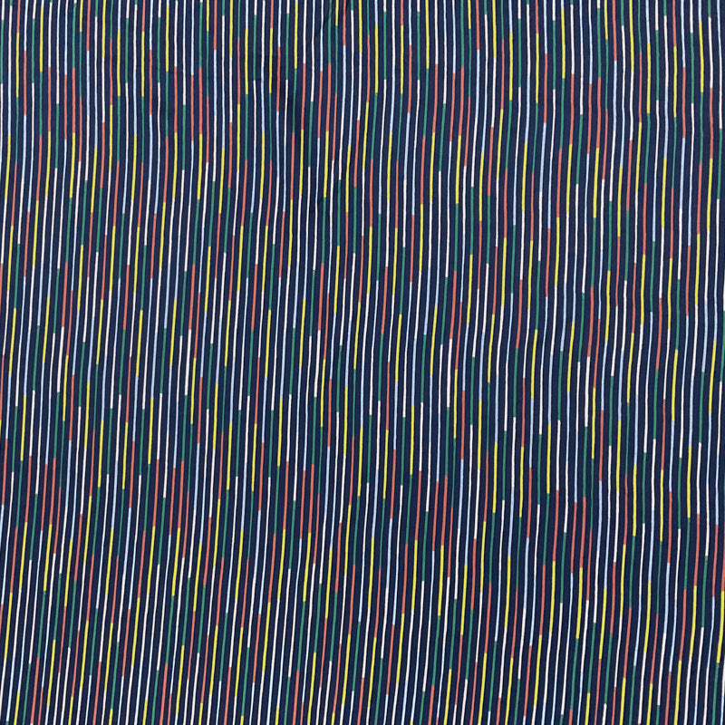 2 3/4 YD PC-Blue-Yellow-Orange-Green Variegated Stripe Silk Chiffon Designer Remnant Fabric