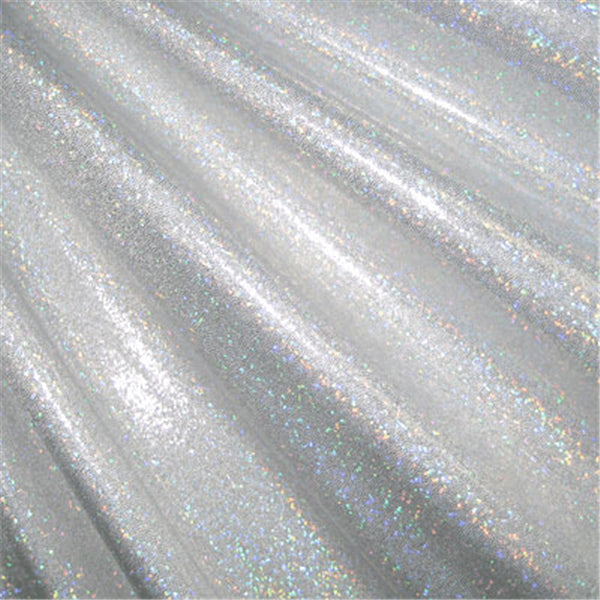 Silver/White Hologram Mini Dot Bolt Fabric