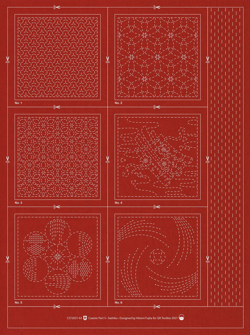 Sashiko Coaster Pattern 3 Brick
