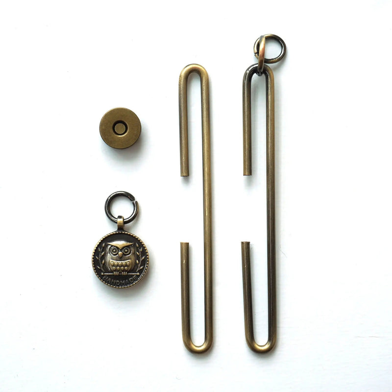 Slide Clasp with Magnet 4" (10cm) Antique Gold Owl