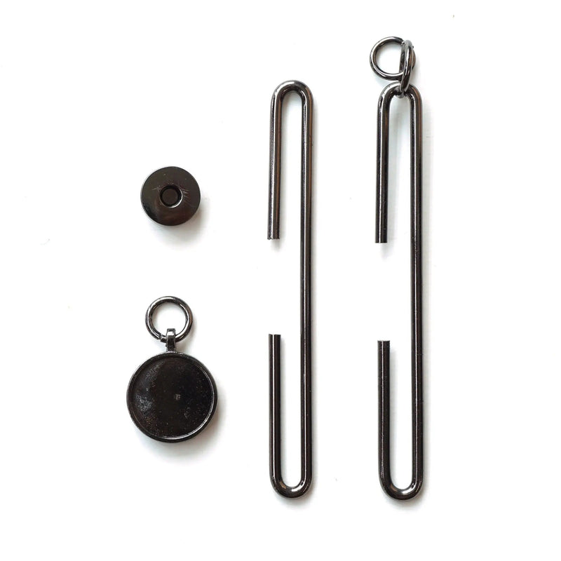 Slide Clasp with Magnet 4" (10cm) Metallic Black Flat