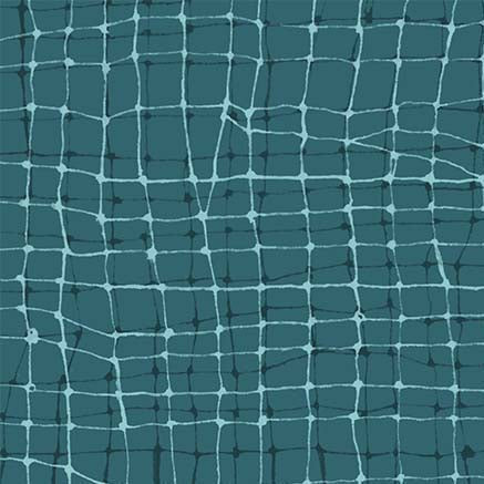 Teal Wiggly Plaid Cotton 44"/45" Fabric Per Yard