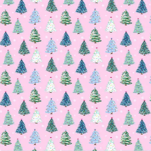 Twinkle Trees Cloud Cuddle Pink Fabric per yard
