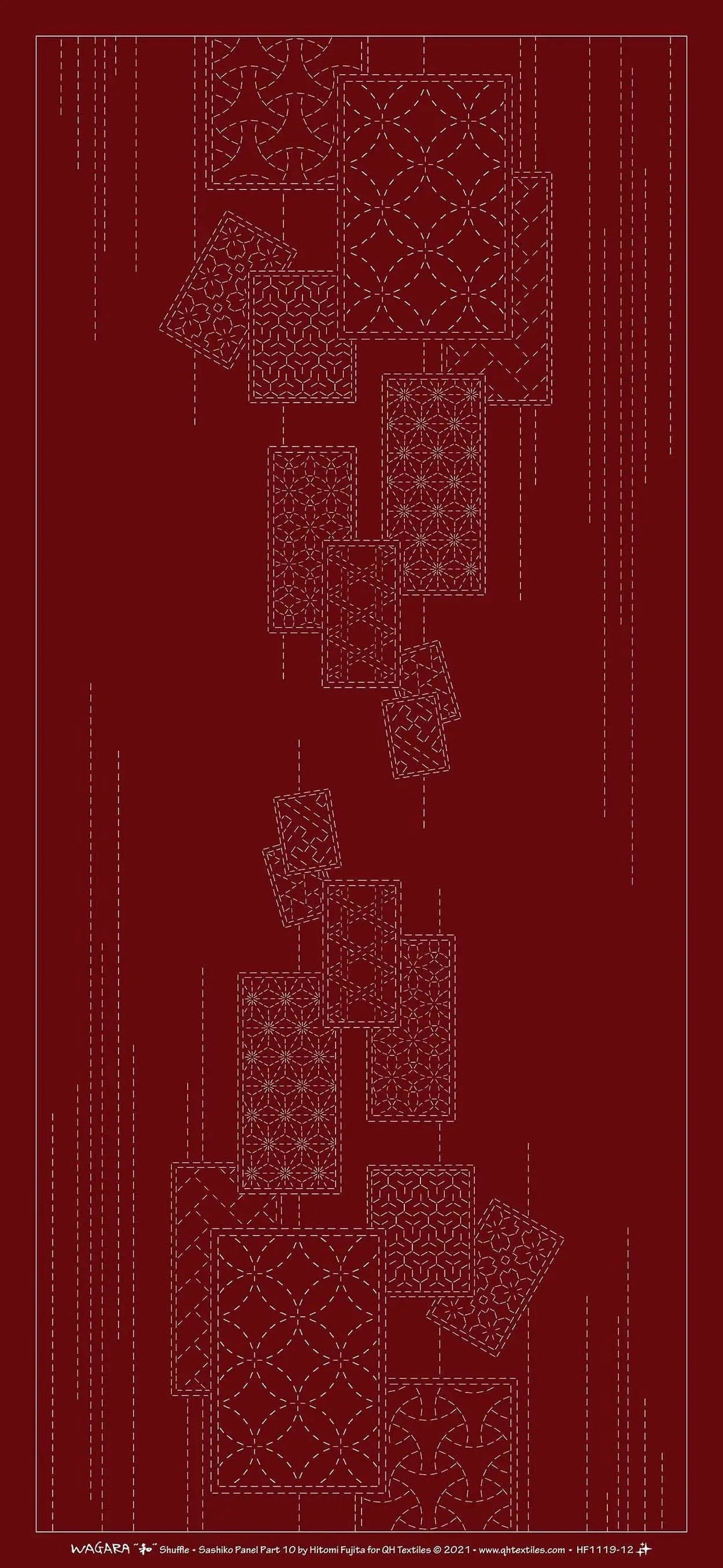 Wagara Sashiko Panel Part 10 Shuffle Red — Fabric Depot