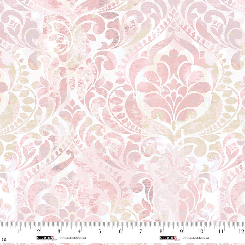 You Damask! Blush Cotton Wideback Fabric per yard