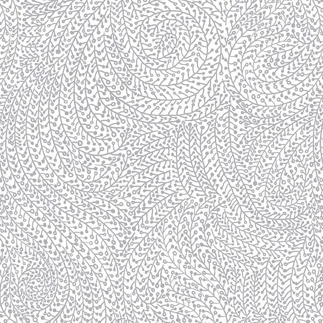 Grey on White Vine Maze Cotton Wideback Fabric Per Yard